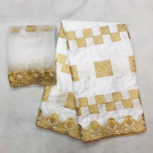 Bazin ткань индийский тканевое кружево бассейна riche парча в Гвинейском стиле африканских Базен кружевная ткань 5+ 2 ярдов/комплект KFZ-1