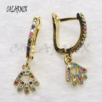 

5 Pairs Hand earrings dangle earrings rainbow small charm crystal earrings zircon accessories for women 5475