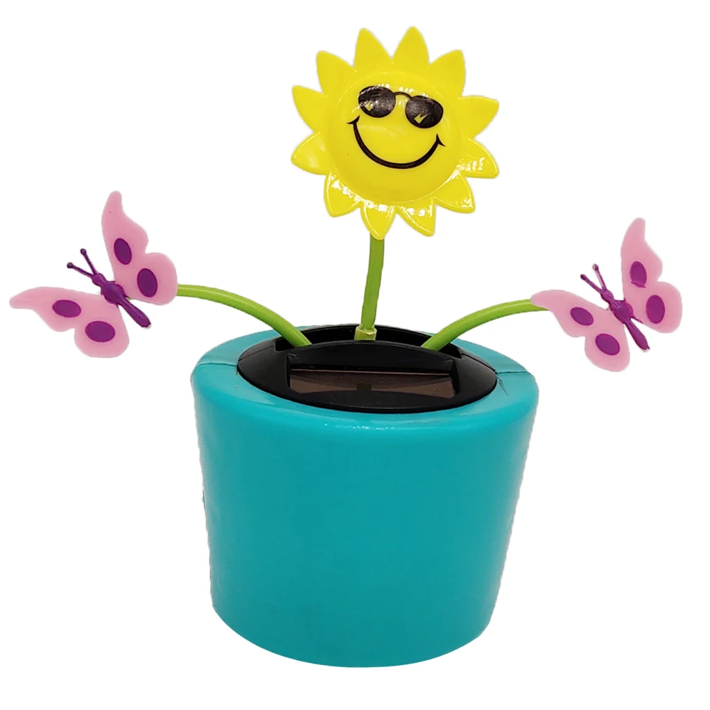 Solar Powered Flower Insect Shaking Doll   Toy Home Decor Car Ornament Flowerpot Butterfly and Sunflower