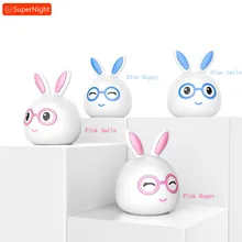 SuperNight Smart Rabbit LED Night Light Touch Sensor Colorful Silicone Bunny Bedroom Bedside Table Lamp for Children Kids Baby