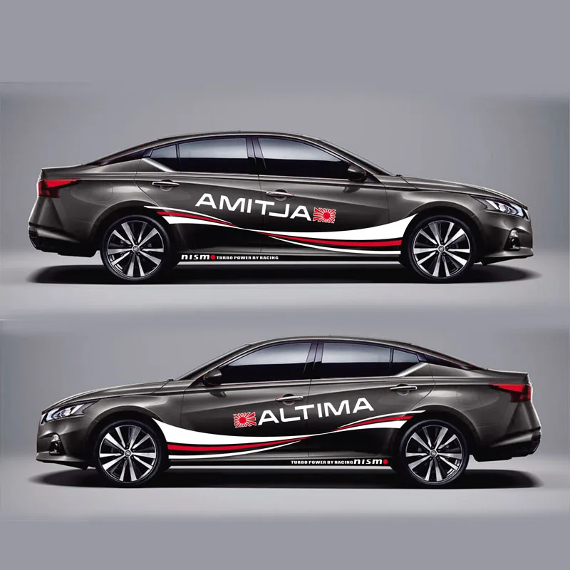 Golden car B World Datong Racing Sport Stripes для Nissan ALTIMA Mark Levinson автомобильный двусторонний корпус индивидуальная наклейка спортивные наклейки для авто - Название цвета: Golden car B