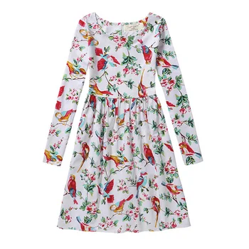 

SAMGAMI BABY 2018 Girl Autumn Party Banquet Noble Lovely Dresses Long Sleeve Printed Princess Dress Teenagers Girls Clothes Kids