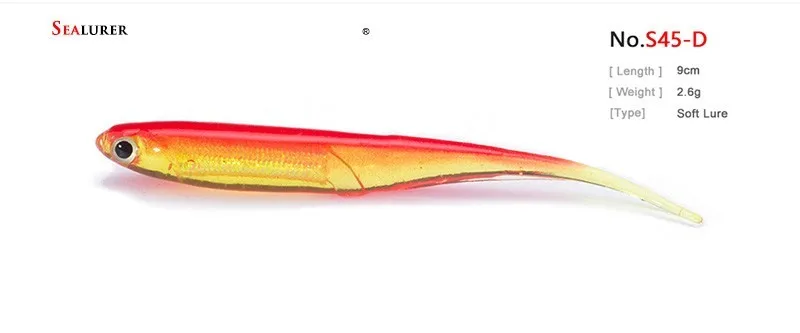 Sealurer 18-30 шт./лот искусственная Мягкая приманка 2,6 г/9 см прямой хвост для рыбалка на сельдь червь полые рыболовные приманки джиг голова нахлыстом