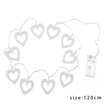 

10 LED Wooden Heart String Light Battery Power Party Festival Home Decor Lighting