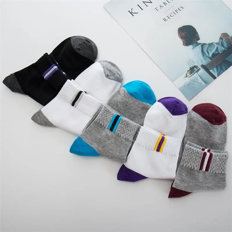 5 пар/лот Повседневное Для Мужчин's Бизнес носки для Для мужчин Хлопковые фирменные носки экипажа осенне-зимние носки мужские носки