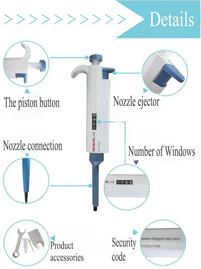 1 шт. Dragon lab одноканальный ручной регулируемый пипетка все размеры доступны