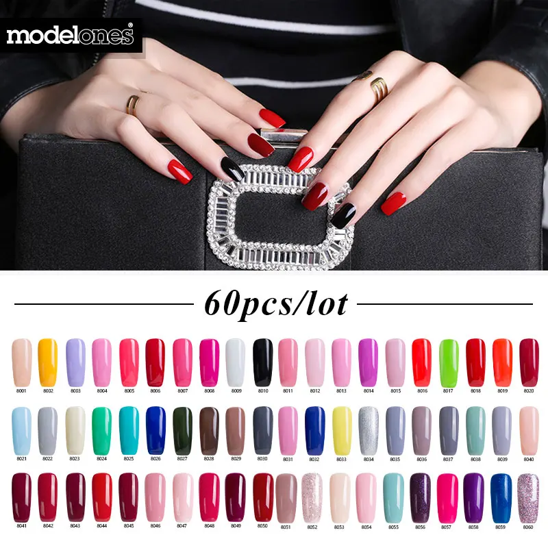 

Modelones 60Pcs/Lot Full Set Colorful UV Nail Gel Polish Long Lasting Shiny French UV Nail Gel Lacquer Soak Off Led Nail Glue