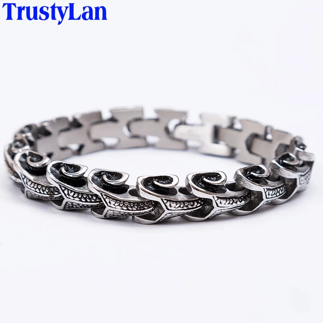 Trustylan Cool Stainless Steel Dragon Grain Man Bracelets For Men Trustylan Cool Stainless Steel Dragon Grain Man Bracelets For Men Punk Rock Keel Mens