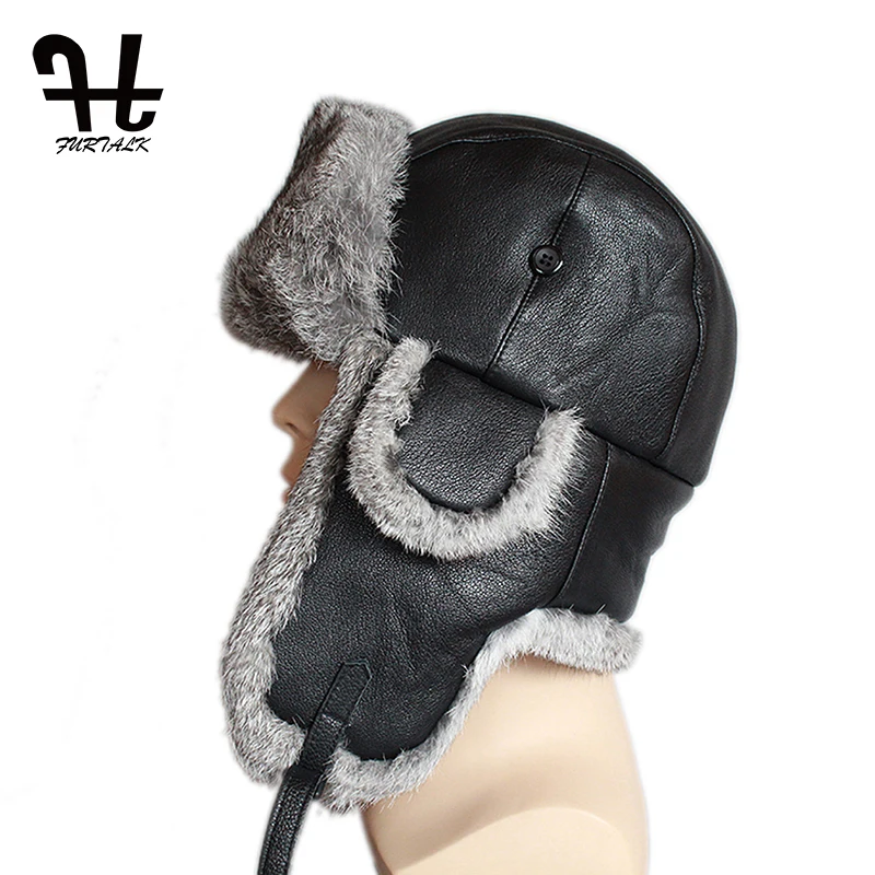 Меховая шапка Furtalk для мужчин зимняя ушанка из овчины мужчин|trapper hat|trapper hat for menrussian