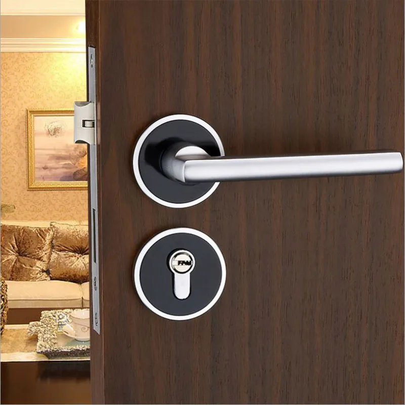 

Black space aluminum lock indoor bedroom lock with separate lock bearing mechanical handle lock