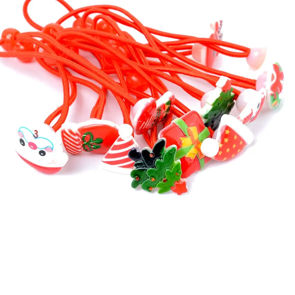 

2Pcs Merry Christmas Hair Elastic Bands Flower Red Hair Accessories Bow Animals Headband Rubber Ropes Ties Girls Gift