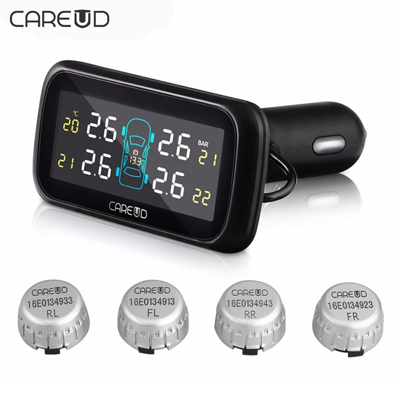 

CAREUD U903 TPMS Car Auto Tire Pressure Monitor Wireless LCD Display Monitoring System+4 External Battery Sensors Tyre tpms