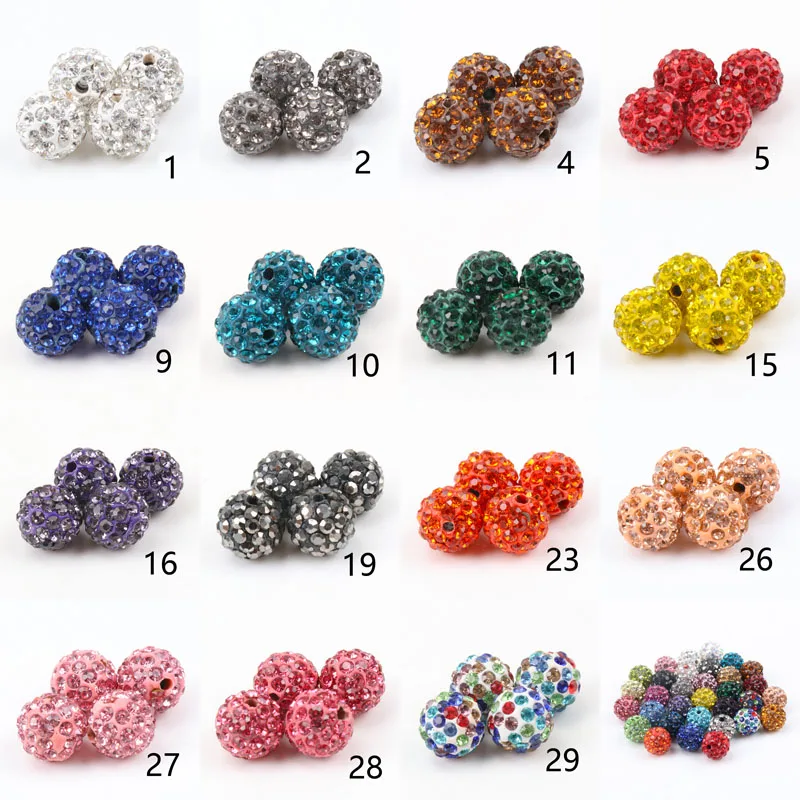 

10mm 5 Row Clay Paved Crystal Beads Disco Rhinestone Ball For Diy Bracelet jewelry making 25 kinds of color 50pcs S0010