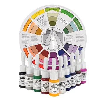 

Tattoo Nail Pigment 12 Color Wheel Paper Card Supplies Three-tier Design Mix Guide Round The Central Circle Rotates