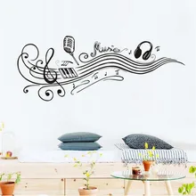 Music Notes Wall Stickers Removable Art Pvc Quote Diy Microphone Headphones Wall Sticker Vinyl Decal Mural Home Room Decor