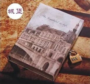 Блокнот KIMCOOL [The Famous Building Lockable Diary notebook] Классический европейский винтажный блокнот для записей - Цвет: Красный