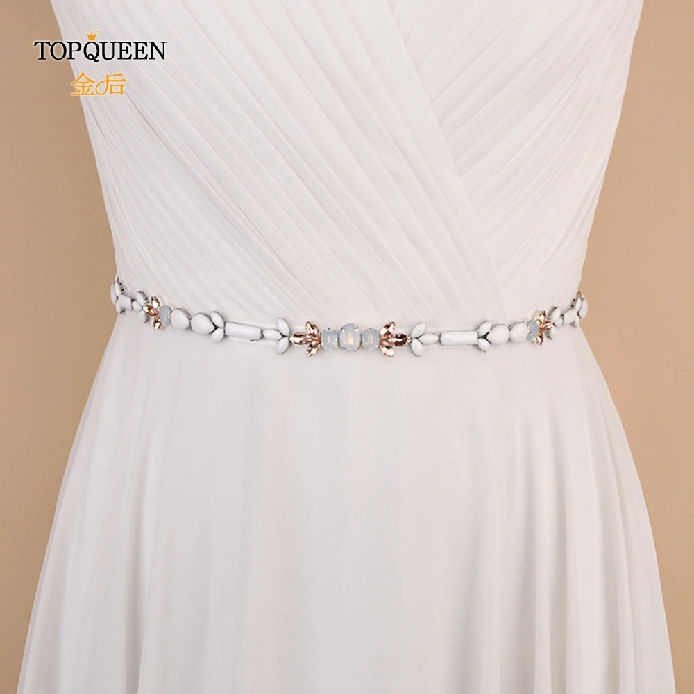 

TOPQUEEN S422 womens belt with rhinestone Opal belt pearl belt fashion belt sliver diamond belt women belt metal wedding belt