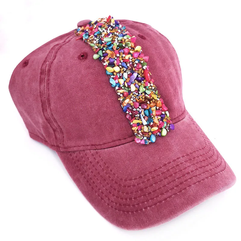 GZhilovingl Многоцветный Стразы ленты Бейсбол кепки для женщин Повседневное стирка хлопок Спорт Регулируемый Snapback хип хоп шляпа