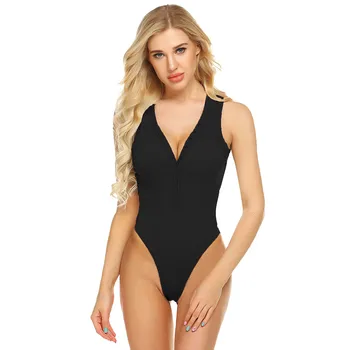 

JAYCOSIN clothes 2019 Women Sexy bodysuit Solid Sleeveless V-Neck Jumpsuits Bodysuits Beach Casual Rompers