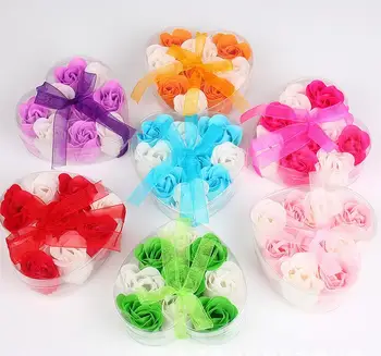 

480pcs white+8kinds color Rose Flower Soap Bridal Shower Favor Wedding Favor 3PCS Gift Soap Rose Flower Heart Shape Clear Box