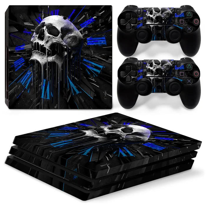 Лидер продаж череп кожи Стикеры виниловые наклейки стикеры на кожу для sony PS4 Pro консоли и 2 контроллеры декоративные шкуры - Цвет: TN-P4PRO-0142