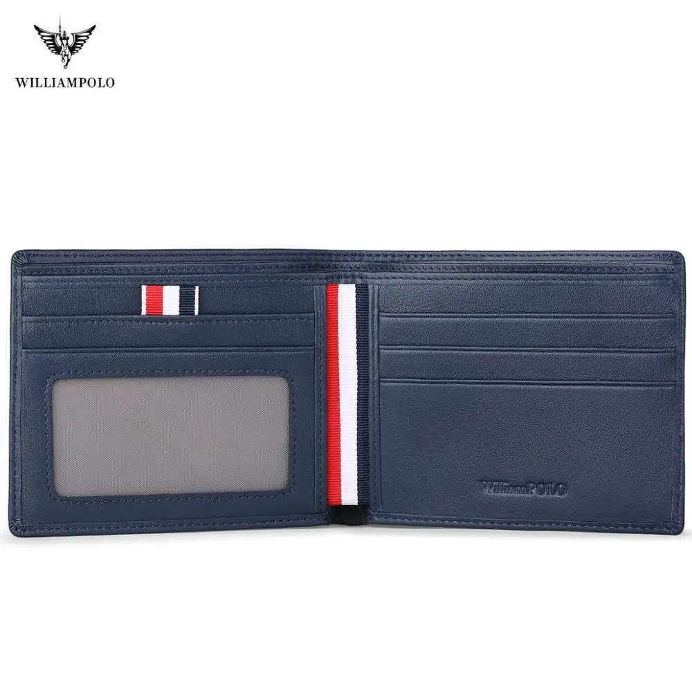 WilliamPOLO мягкий для мужчин кошелек Ultra Slim Кредитной держатель для карт пояса из натуральной кожи Multi Card Case бизнес портативный мода - Цвет: Blue