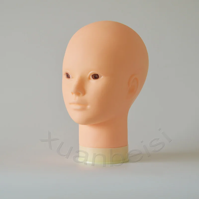 55 см лысый манекен голова с черной настольной подставкой Женский манекен голова для изготовления парика шляпа дисплей Манеки парик стенд с головой