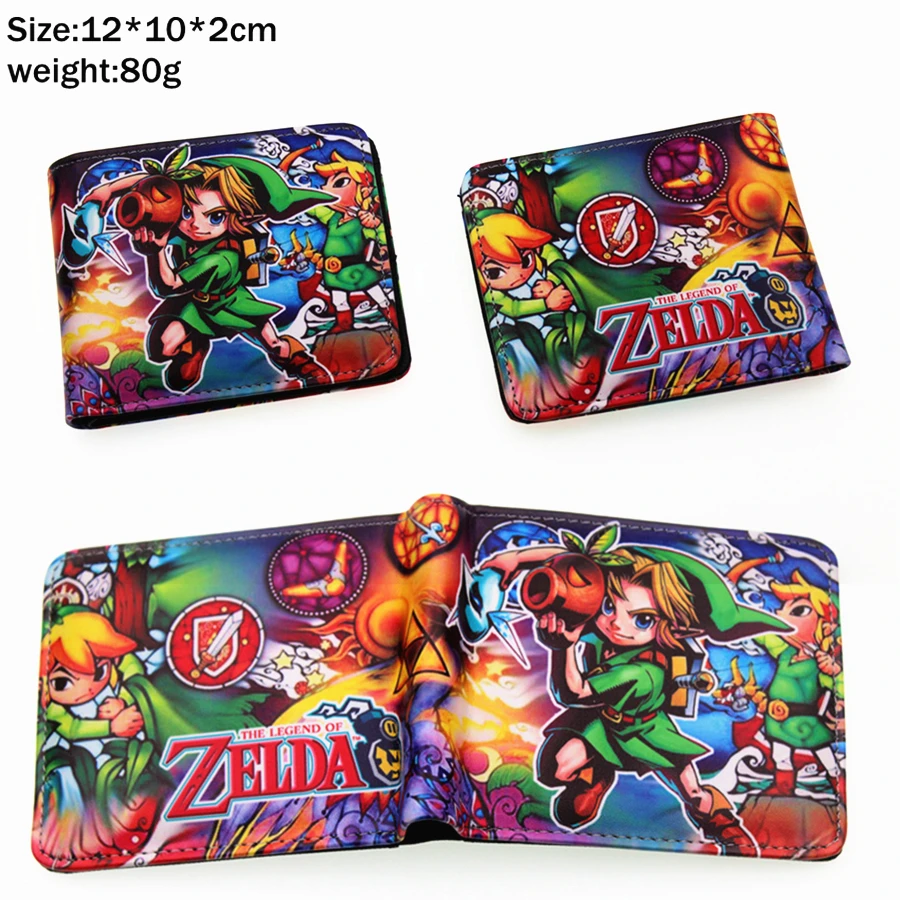 

Game The Legend of Zelda Breath of the Wild Pu Short wallet Bifold Photo Card Holder Layers leather Boys Coin zip Pocket Purse