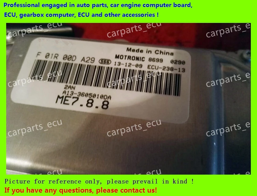

For car engine computer board/ME7.8.8/ME17 ECU/Electronic Control Unit/Chery/F01R00DA29 J15-3605010DA/F01RB0DA29