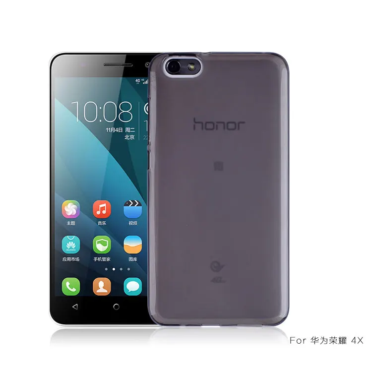 100 шт./лот. пудинг Мягкие TPU Ясно Кожи Ультра Тонкий Чехол для Huawei Honor 4X бесплатная