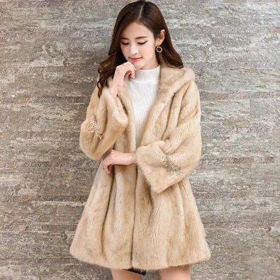 

DHL fast delivery Ms winter fur warm fur long-sleeved overcoat hooded jacket