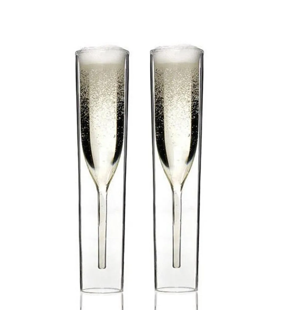 KHGDOR двухслойные бокалы для шампанского стеклянные фужеры, бокалы для вина, тюльпаны, Коктейльные стаканы для виски, чашки для свадебной вечеринки