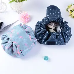 Животного Фламинго косметичка Drawstring макияж случае для женщин Professional Travel Make Up Организатор чехол для хранения несессер стирка комплект