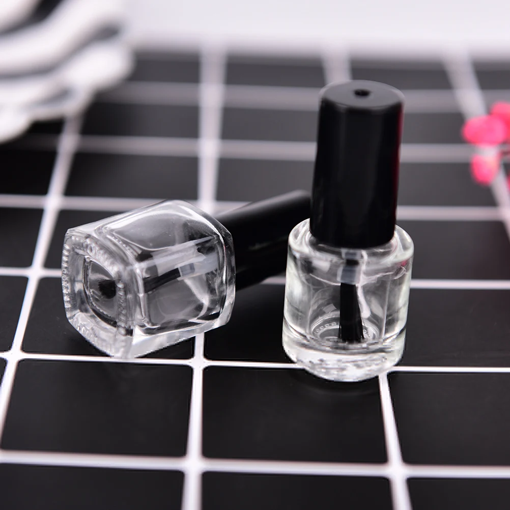 New 5ml Square Shaped Empty Nail Polish Bottle with Brush Inside Clear