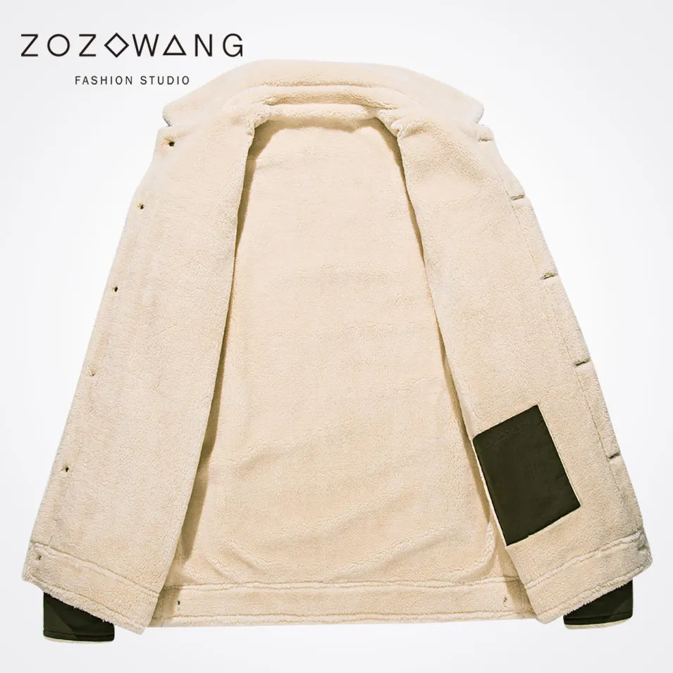 New 2017  Zozowang solid stand Single breasted loose casual short brushed  autumn winter jacket men keep warm plus size coat men