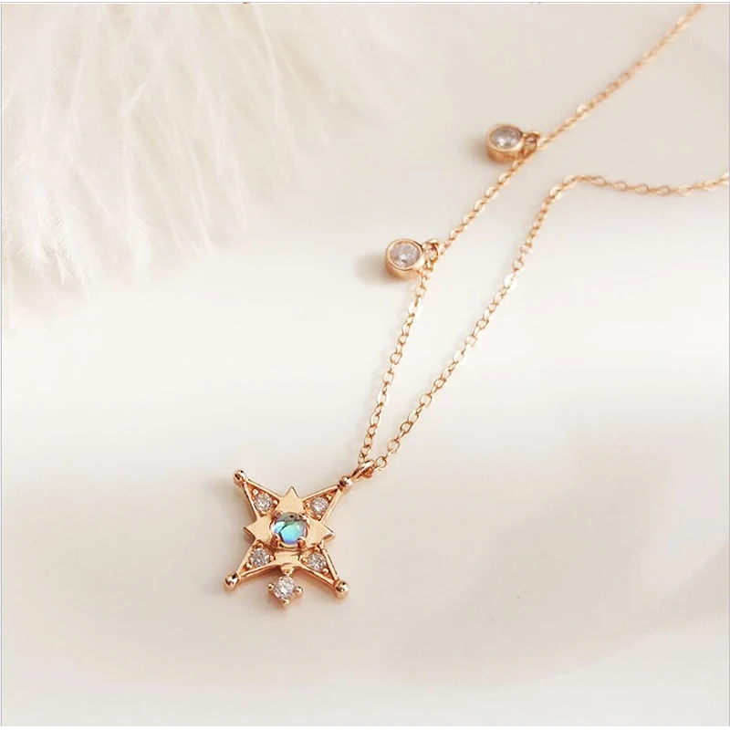 

925 sterling silver necklace for women star diamond gold necklace fashion jewelry joyas de plata 925 kolye collares collier