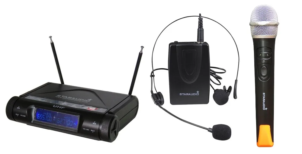 dual channel uhf wireless mic set 