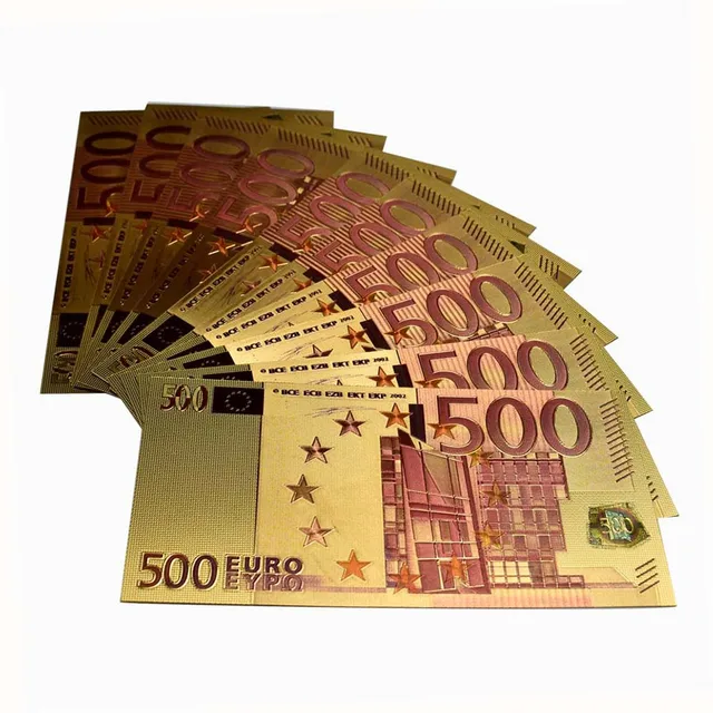 Billetes de hoja de oro de 500 Euro impresión colorida dinero falso con sobre para colección Billetes de hoja de oro de 500 Euro impresión colorida dinero falso con sobre para colección