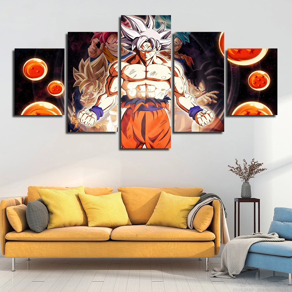 5 piezas lienzo arte Dragon Ball pintura de pared moderna para habitación  de niños Anime Goku cuadro artístico decoración del hogar impresión Popular  cartel|Pintura y caligrafía| - AliExpress