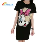 Save 4.61 on 2017 Summer Harajuku Dress Short Sleeve Character Dress Women Sequin Mickey T shirt Dress Cartoon Robe Femme Dress S- 4XL YX058