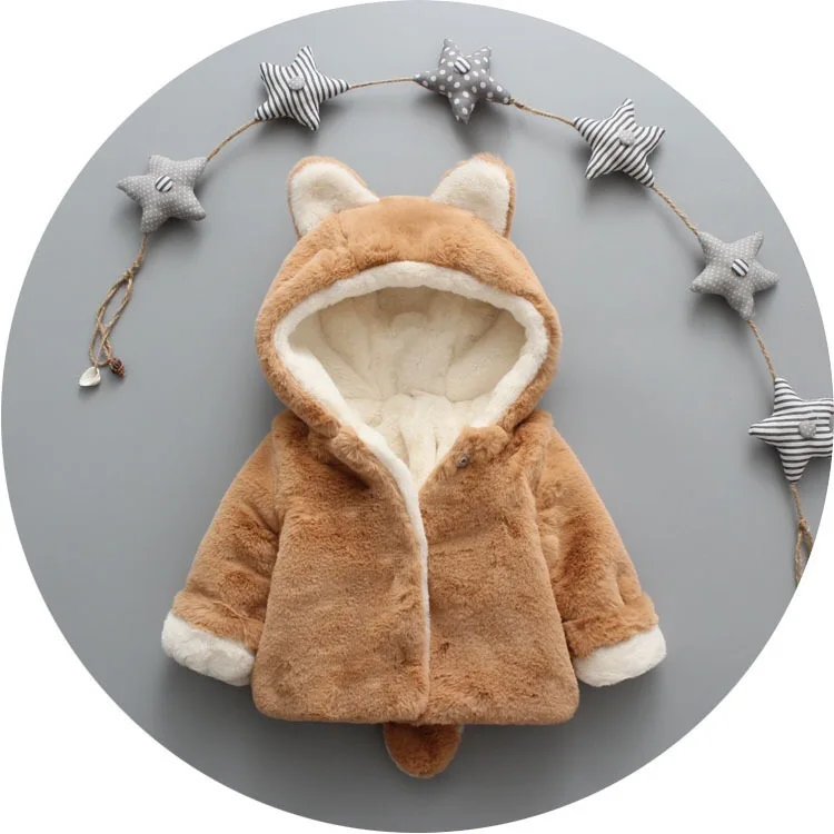 Осень-зима, новая детская одежда, шапки и флисовые, утолщенная милая детская одежда, корейские свитера с изображением животных - Цвет: brown