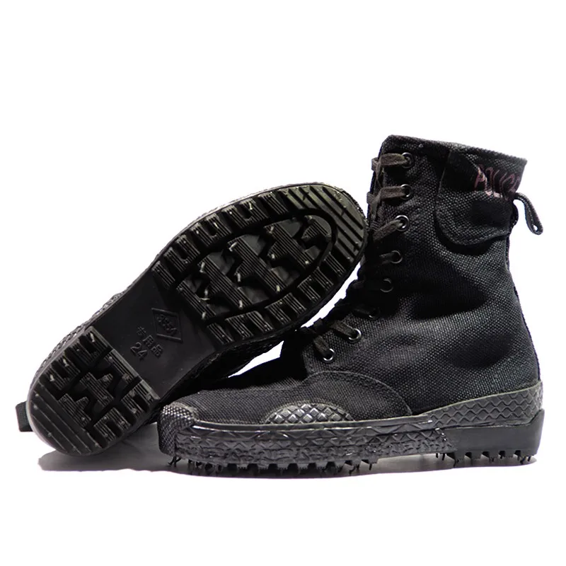 

High-waisted training shoes black canvas outdoor boots high side combat male special forces military tactical security boots