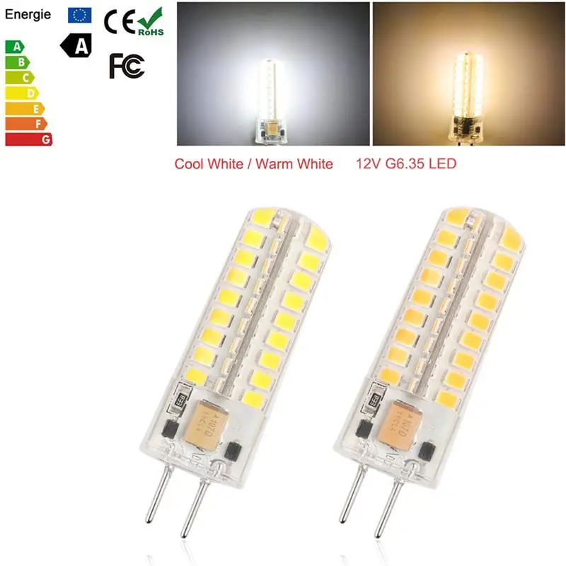 

12V G6.35 72-LED Bulb Light 7W SMD2835 Silicon Warm White Equivalent To 60W Halogen Lamp For Home Crystal Lamp Lighting