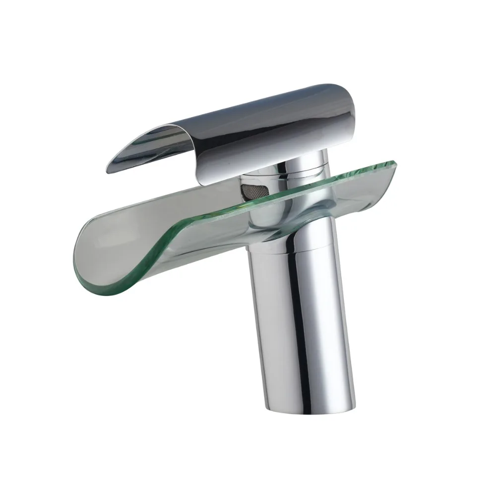 Artist Basin Sink Faucet Waterfall Bathroom Tempered Round Glass Mixer