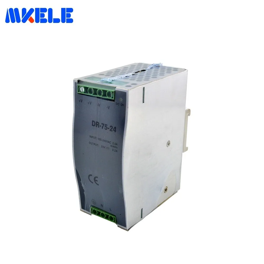 

75W Din Rail Switching Power Supply 12V 24V 48V For Led Driver AC-DC Single Input Switching Power Supply DR-75