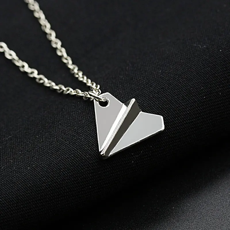 

Fashion Chocker Necklace Geometric Shape Origami Plane Tiny Aircraft Airplane Paper Pendant Necklaces Jewelry For Women E634