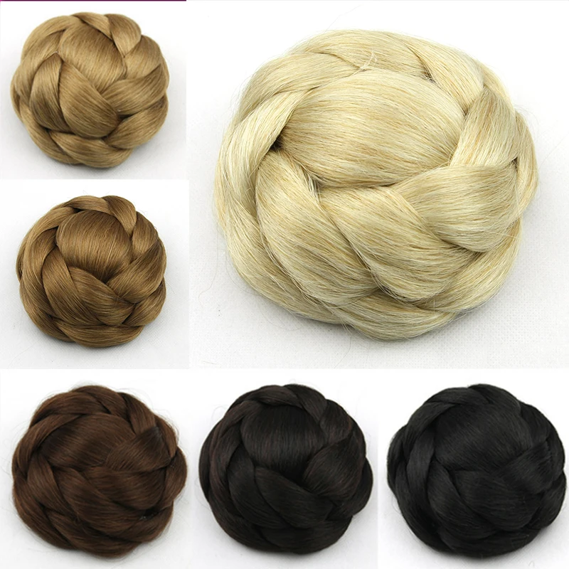 New Synthetic Hairpieces Clip In Bun Hair Chignon Braided Hair Bun