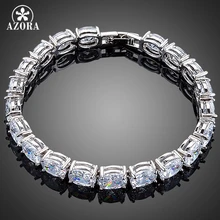 AZORA Encanto Claro AAA + Oval Cubic Zirconia Brazalete de Tenis para Mujer TS0140