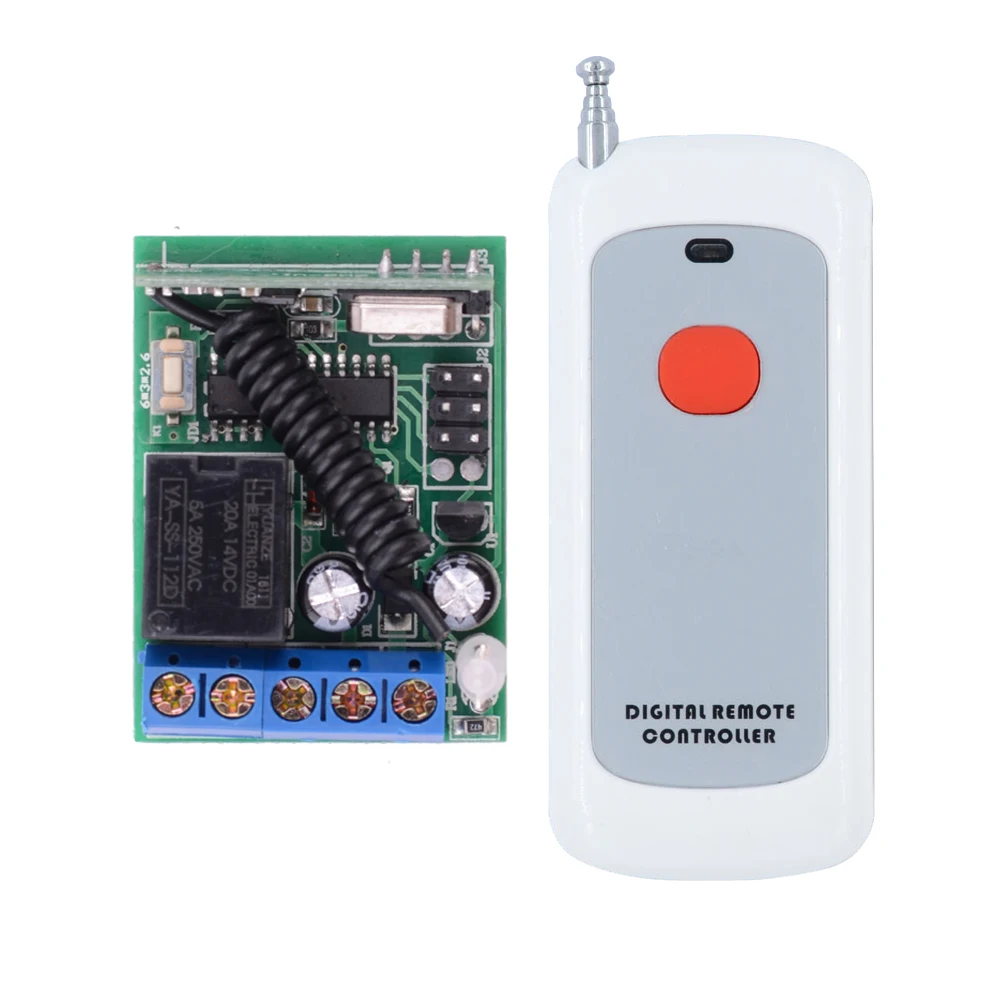 

DC 12V 1CH 5A Relay 433 Mhz Universal Wireless Remote Control Switch Receiver Module and RF Transmitter With Delay Time Function