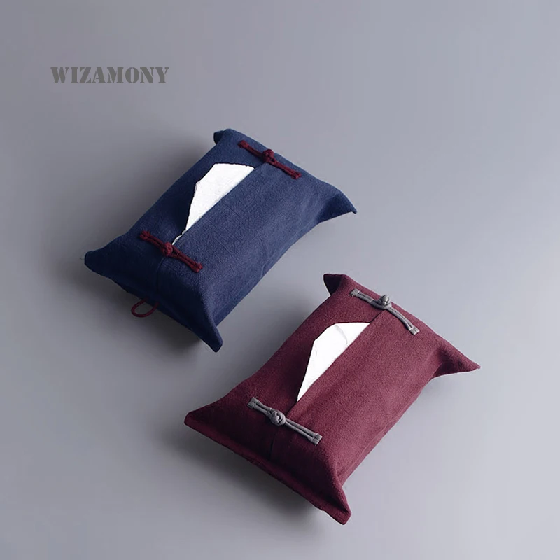 WIZAMONY الراقية خمر الصينية الإبداعية الجدول الديكور القطن الأنسجة صناديق الشاي مربع تخزين حالة الأنسجة مناديل ورقية للوجه المنزل
